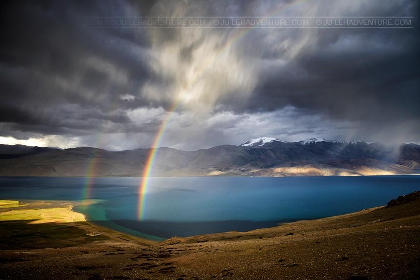 Rainbow at Tso Moriri lake, Ladakh